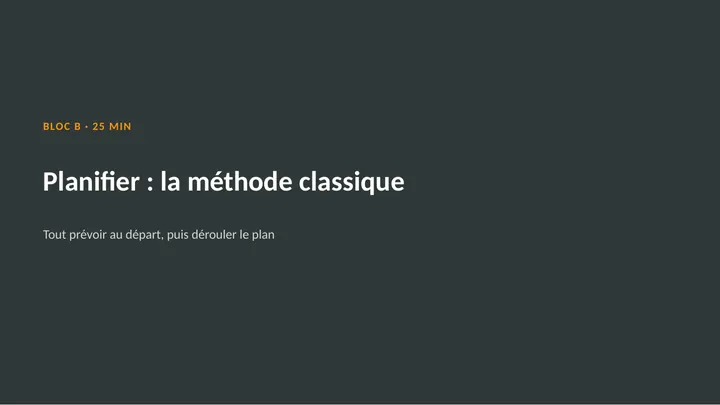 Planche 20 : Planifier : la méthode classique